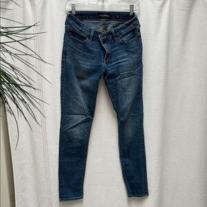 Lucky Brand Blue Skinny Jeans with Distressed Wash and Tapered Leg